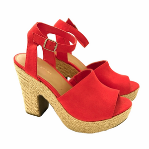 SUN + STONE Fey Coral Size 9.5 Platform Espadrille Shoes Women’s EUC